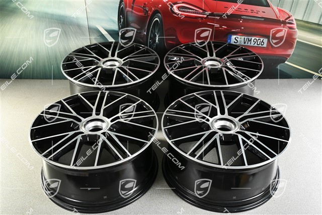 21" Panamera Turbo S wheel rim set, central lock, 9.5J x 21 ET71 + 10.5J x 21 ET71, black high gloss