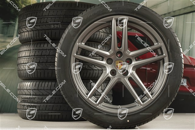 20-inch Turbo summer wheels set, rims 9J x 20 ET26 + 10J x 20 ET19 + Pirelli summer tyres 265/45 R20 + 295/40 R20, Platinum, with TPMS