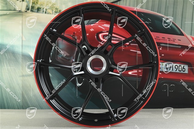 21" Felga GT3, 12J x 21 ET45, czarny satynowy półmat + czerwony rant