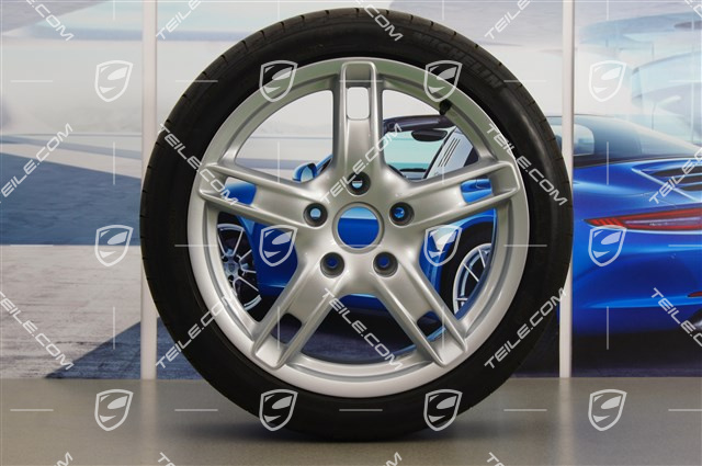 18-inch summer wheels set Boxster S, rims 8J x 18 x ET 57 + 9J x 18 x ET 43 + NEW Michelin PilotSport summer tyres 235/40 R18 + 265/40 R18