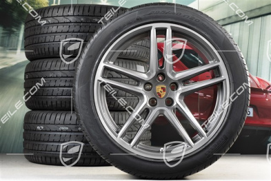 20" Turbo Sommerräder Satz, Felgen 9J x 20 ET26 + 10J x 20 ET19 + NEUE Pirelli Sommerreifen 265/45 R20 +  295/40 R20, mit RDK-Sensoren, Titan