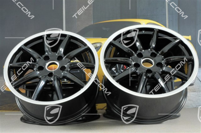 19-inch Carrera Sport wheel set, 8,5J x 19 ET55 + 10J x 19 ET42, Black High Gloss