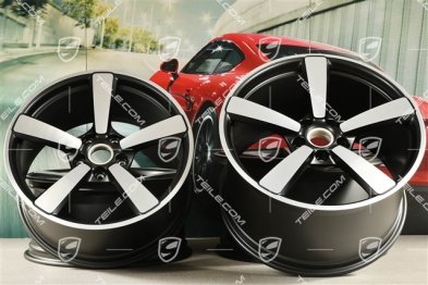 20+21-inch wheel rim set Turbo Exclusive Design, rims: front 9,5J x 20 ET44 + hinten 12J x 21 ET70 in black satin-mat