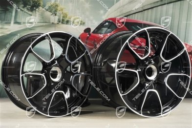 20-inch + 21-inch Turbo S Exclusive Design wheel rim set, 9,5J x 20 ET44 + 12J x 21 ET70, black high gloss