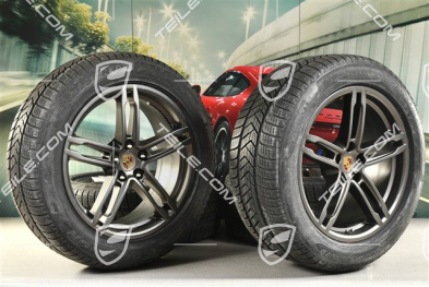 19" "Macan Turbo" Winterräder Satz, Felgen 8J x 19 ET21 + 9J x 19 ET21, Pirelli Winterreifen 235/55 R 19 + 255/50 R 19, mit RDK-Sensoren,  platinum seidenmatt