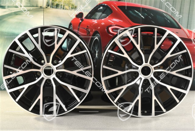 20" komplet felg Turbo S Aero Design, 9J x 20 ET54 + 11J x 20 ET60, czarny wysoki połysk + frezowana powierzchnia