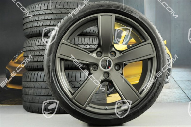 20-inch Carrera Sport summer wheels set, rims 8,5J x 20 ET49 + 11,5J x 20 ET76 + summer tyres 245/35 R20 + 305/30 R20, platinum satin-mat