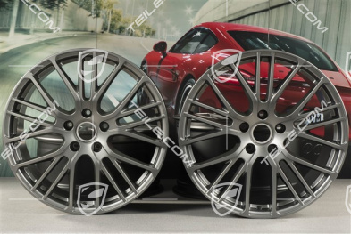 21" Komplet felg Panamera Exclusive Design Sport, 9,5J x 21 ET71 + 11,5J x 21 ET69, Platinum