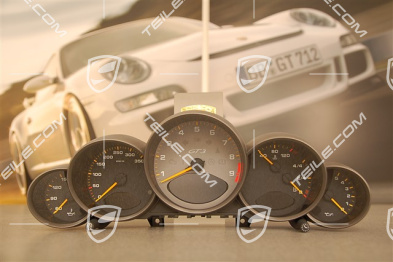Kombiinstrument, GT3 / GT3 RS, 6-Gang, Zifferblätter in Schwarz