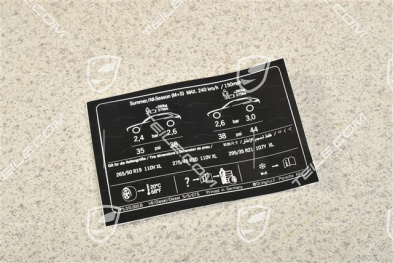 Identification / notice sticker for tire pressure