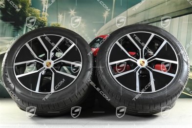 21" Cayenne Coupe Aero Design Sommerräder Satz, Felgen 9,5J x 21 ET46 + 11,0J x 21 ET49 + Pirelli P Zero Sommerreifen 285/45 R21 + 315/40 R21, mit RDK-Sensoren/ ca. 30km, DOT/Bj. 2025