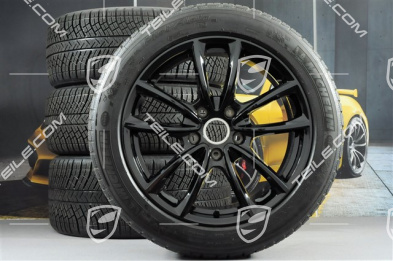 19" Koła zimowe, komplet "Panamera S", felgi 9J x 19 ET64 + 10,5 J x 19 ET62 + NOWE opony zimowe Michelin Pilot Alpin 4 265/45 R19 + 295/40 R19, czarny połysk