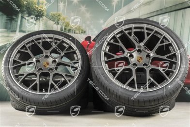 20+21-inch summer wheel set RS Spyder Design, rims 8,5J x 20 ET53 + 11,5J x 21 ET67 + NEW Goodyear summer tyres 245/35 R20 + 305/30 R21, with TPM, platinum satin matt