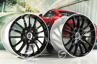 19" Sport Design Felgensatz, schwarz, Felgen 8J x 19 ET57 + 9,5J x 19 ET46, Felgenstern in Schwarz / Rand in Silber