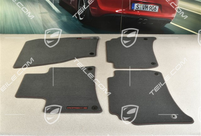 Fußmatten / Fussmattensatz, Velours, 4-Teilig, GTS, Schwarz-Carrerarot Ziernaht Faden