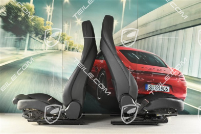 Seats, el. adjustment, Porsche logo, leather, Black, set (L+R)