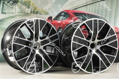 20-inch Turbo Aero wheel rim set, 9J x 20 ET54 + 11J x 20 ET60, black high gloss + glossy Surface