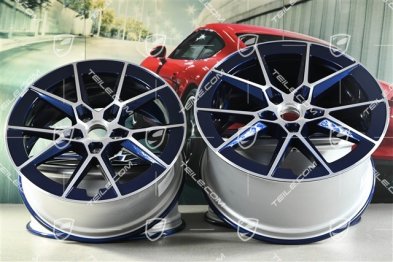 20+21-inch Carrera S wheel rim set, 8,5J x20 ET50 + 11,5J x 21 ET79, Gentian Blue Metallic