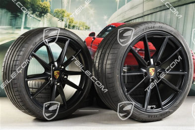 20+21-inch summer wheel set Carrera S, rims 8,5J x 20 ET53 + 11,5J x 21 ET67 + Goodyear summer tyres 245/35 R20 + 305/30 R21, with TPM, black satin matt