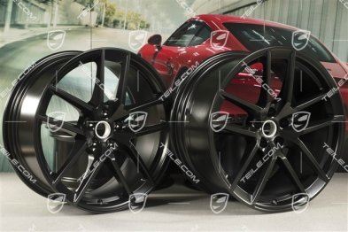 20-inch wheel rim set Macan S, 9J x 20 ET26 + 10J x 20 ET19, in black satin mat