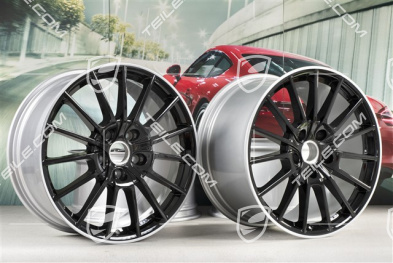 20" Panamera Sport Felgensatz, 9,5J x 20 ET 65 + 11,5 J x 20 ET 63, Felgenstern in schwarz