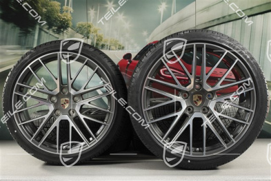 20"+21" Turbo V Winterräder Satz, Felgen 8,5J x 20 ET40 + 11J x 21 ET66 + Goodyear Winterreifen 245/35 R20 + 305/30 R21, DOT/Bj. 2021