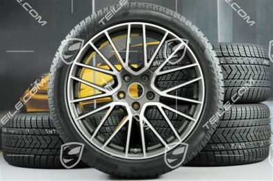 21" koła zimowe Cayenne COUPÉ RS Spyder, komplet, felgi 9,5J x 21 ET46 + 11,0J x 21 ET49 + NOWE opony zimowe Pirelli 275/40 R21 + 305/35 R21, z czujnikami ciśnienia