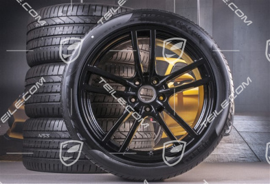 21-inch Cayenne Turbo Design summer wheel set, rims 9,5J x 21 ET46 + 11,0J x 21 ET58 + Pirelli P Zero summer tyres 285/40 R21 + 315/35 R21, with TPMS, black high gloss