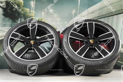 22" Koła letnie Sport Classic, komplet, felgi 10J x 22 ET48 + 11,5J x 22 ET61 + opony letnie Pirelli 285/35 ZR22 + 315/30 ZR22, czarny perłowy metalik / Jet Black Metallic, z czujnikami ciśnienia