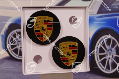 Radzierdeckel Satz, Wappen farbig, konkav, Schwarz Seidenmatt