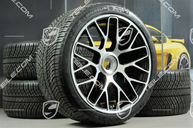 GT3 20" Winterräder Satz "Turbo S", Zentralverschluss, Felgen 9J x 20 ET51 + 11J x 20 ET59 + NEUE Michelin Winterreifen 245/35 R20+295/30 R20, RDK-Sensoren