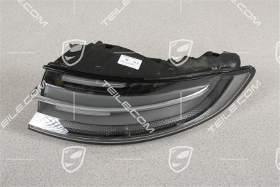 LED Rückleuchten/Heckleuchten, inkl. Leuchtenband, abgedunkelt/schwarz, Satz: links+rechts+mitte, mit „PORSCHE" Schriftzug in Silber