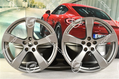 20-inch wheel rim set "Macan Sport", 9J x 20 ET26 + 10J x 20 ET19, platinum satin matt