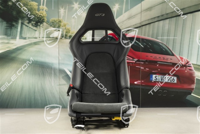 Bucket seat, collapsible, leather/Alcantara Black, seam in Silver, with logo GT3, L