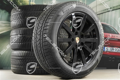 19-inch Cayenne S winter wheel set, rims 8,5J x 19 ET47 + 9,5J x 19 ET54 + Pirelli winter tyres 255/55 R19 + 275/50 R19, with TPMS, black high gloss