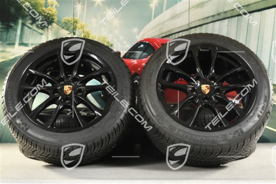 19" Winterräder Satz "Panamera S", Felgen 9J x 19 ET64 + 10,5 J x 19 ET62 + Michelin Pilot Alpin 4 Winterreifen 265/45 R19 + 295/40 R19, in Schwarz Hochglanz