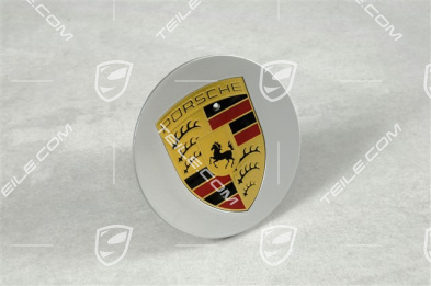 Center cap, concave, with coloured Porsche crest, Brilliant Chrome finish