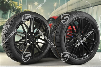 22" koła zimowe RS Spyder Design, felgi 9J x 22 ET29 + 11J x 22 ET47 + NOWE opony zimowe Continental 255/40 R22 + 295/35 R22, czarny satynowy półmat