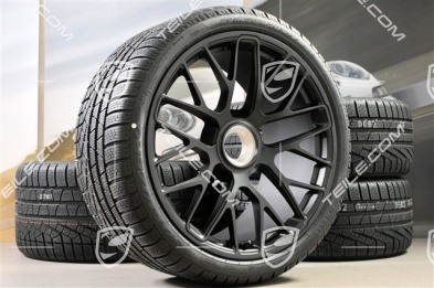 GT3 20" Winterräder Satz "Turbo S" Zentralverschluss, 9J x 20 ET51 + 11J x 20 ET59 + Pirelli Winterreifen 245/35 R20+295/30 R20, RDK-Sensoren, Schwarz-seidenmatt