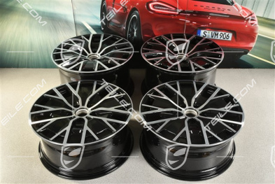 20" komplet felg Turbo S Aero Design, 9J x 20 ET54 + 11J x 20 ET60, czarny wysoki połysk + frezowana powierzchnia