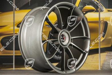 20"+ 21" GT3RS Felgensatz, mit GT3RS Schriftzug, 9,5J x 20 ET50 + 12,5J x 21 ET48, Platinum Seidenmatt