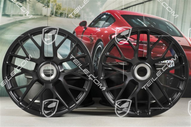 20" Turbo S Felgen Satz für GTS, Zentralverschluss, 8,5J x 20 ET51 + 11J x 20 ET52, in Schwarz-Seidenmatt, für Winterbetrieb