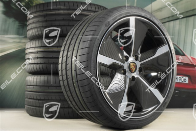 21" koła letnie Exclusive Design, komplet, felgi 9,5J x 21 ET60 + 11,5J x 21 ET66 + NOWE opony letnie Goodyear 265/35 R21 + 305/30 R21, CARBON - z owiewkami karbonowymi