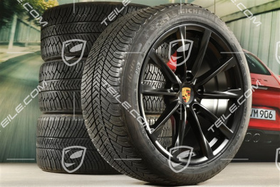 19-inch Boxster S winter wheels set, rims 8J x 19 ET57 + 10J x 19 ET45 + NEW Michelin Pilot Alpin 4 winter tires 235/40 R19 +265/40 R19, black satin matt