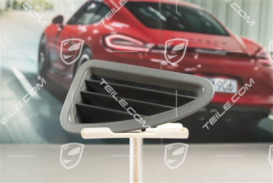 Dashboard side vent / grille / defroster trim, upper, Stone grey, L