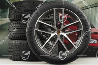 20-inch "Macan S" winter wheels set, rims 9J x 20 ET26 + 10J x 20 ET19 + NEW Michelin winter tyres 265/45 R 20 + 295/40 R 20, titanium dark/burnished, with TPMS