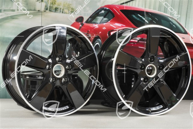 19" Cayman S Felgensatz, 8J x 19 x ET 57 + 9,5J x 19 x ET 45, Felgenstern in Schwarz