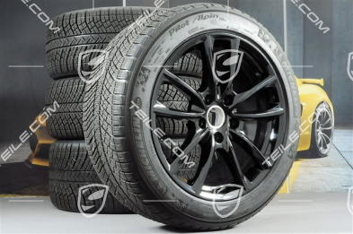 19" Koła zimowe, komplet "Panamera S", felgi 9J x 19 ET64 + 10,5 J x 19 ET62 + NOWE opony zimowe Michelin Pilot Alpin 4 265/45 R19 + 295/40 R19, czarny połysk