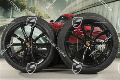 19-inch Boxster S winter wheels set, rims 8J x 19 ET57 + 10J x 19 ET45 + Continental WinterContact TS 830P winter tires 235/40 R19 +265/40 R19, black satin matt