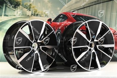 21" Macan Turbo Felgensatz, 8,5J x 21 ET27 + 10,5J x 21 ET47, in Schwarz Hochglanz